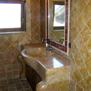 Lavabo bagno in marmo Giallo Reale Rosato