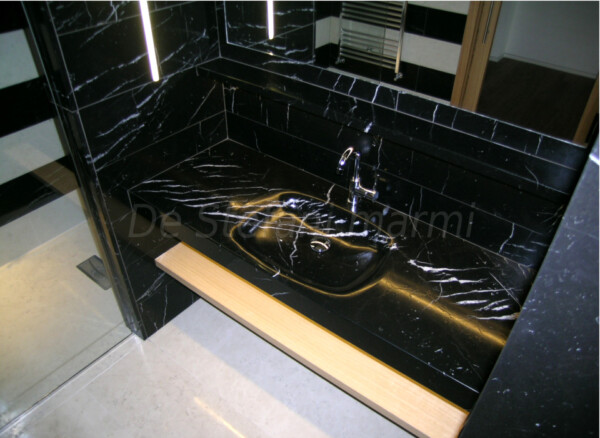 Lavabo bagno in marmo Nero Marquinia