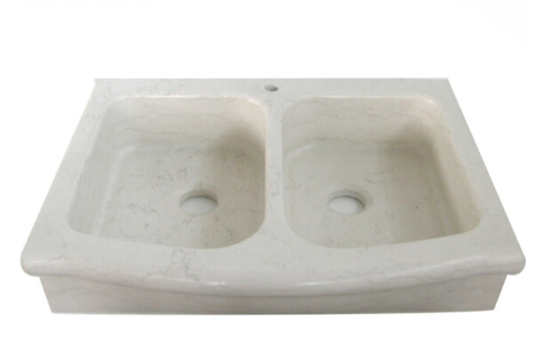 Lavello cucina due vasche in marmo biancone