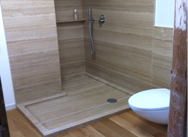 MARMO TRAVERTINO AL CONTRO - BOX DOCCIA e PIANO BAGNO