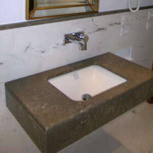Lavandino bagno dritto in marmo, pietra o granito
