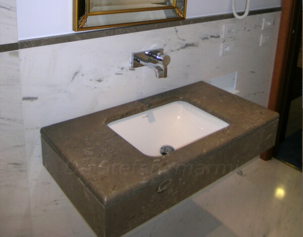 Lavandino bagno dritto in marmo, pietra o granito