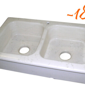 Lavello cucina da incasso-due vasche in marmo biancone