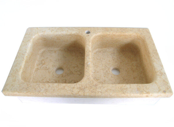 LAVELLO CUCINA MARMO A  DUE VASCHE INCASSO SOPRAPIANO - immagine 2