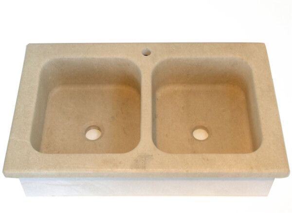 LAVELLO MARMO CUCINA DUE VASCHE - immagine 3