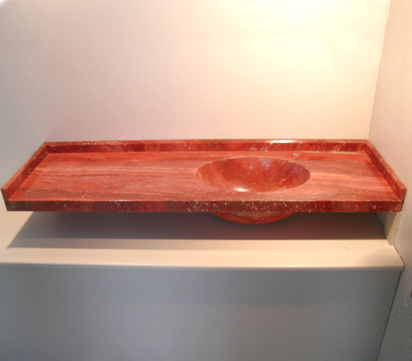 MARMO TRAVERTINO ROSSO - PIANO E LAVELLO BAGNO - immagine 4