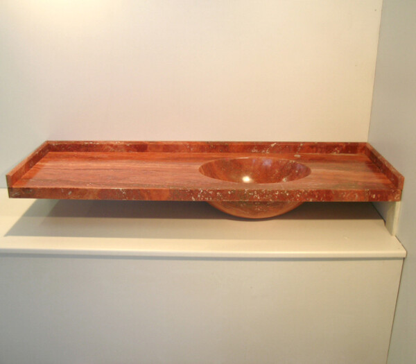 MARMO TRAVERTINO ROSSO - PIANO E LAVELLO BAGNO - immagine 2