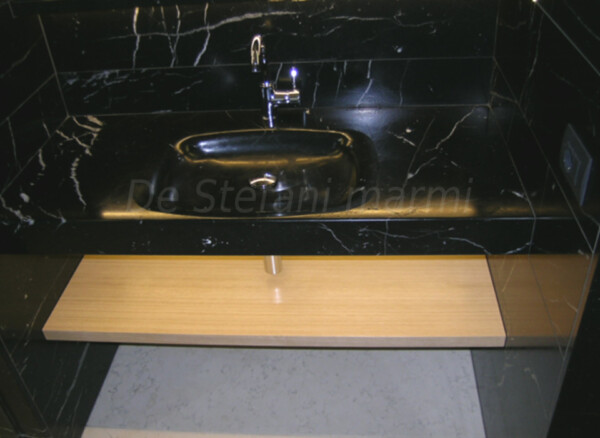 Lavabo bagno in marmo Nero Marquinia - immagine 3