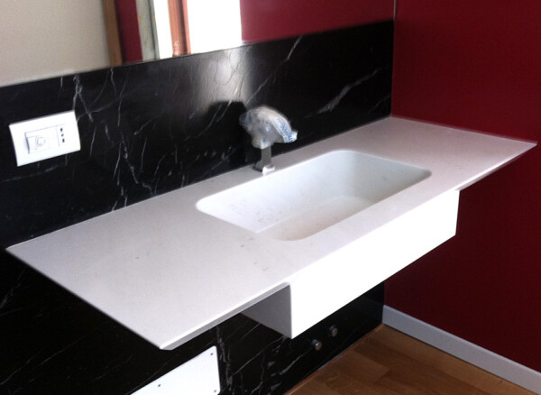 Lavabo bagno in marmo Giada White - immagine 2