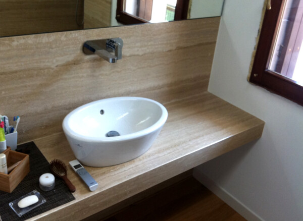 MARMO TRAVERTINO AL CONTRO - BOX DOCCIA e PIANO BAGNO - immagine 7